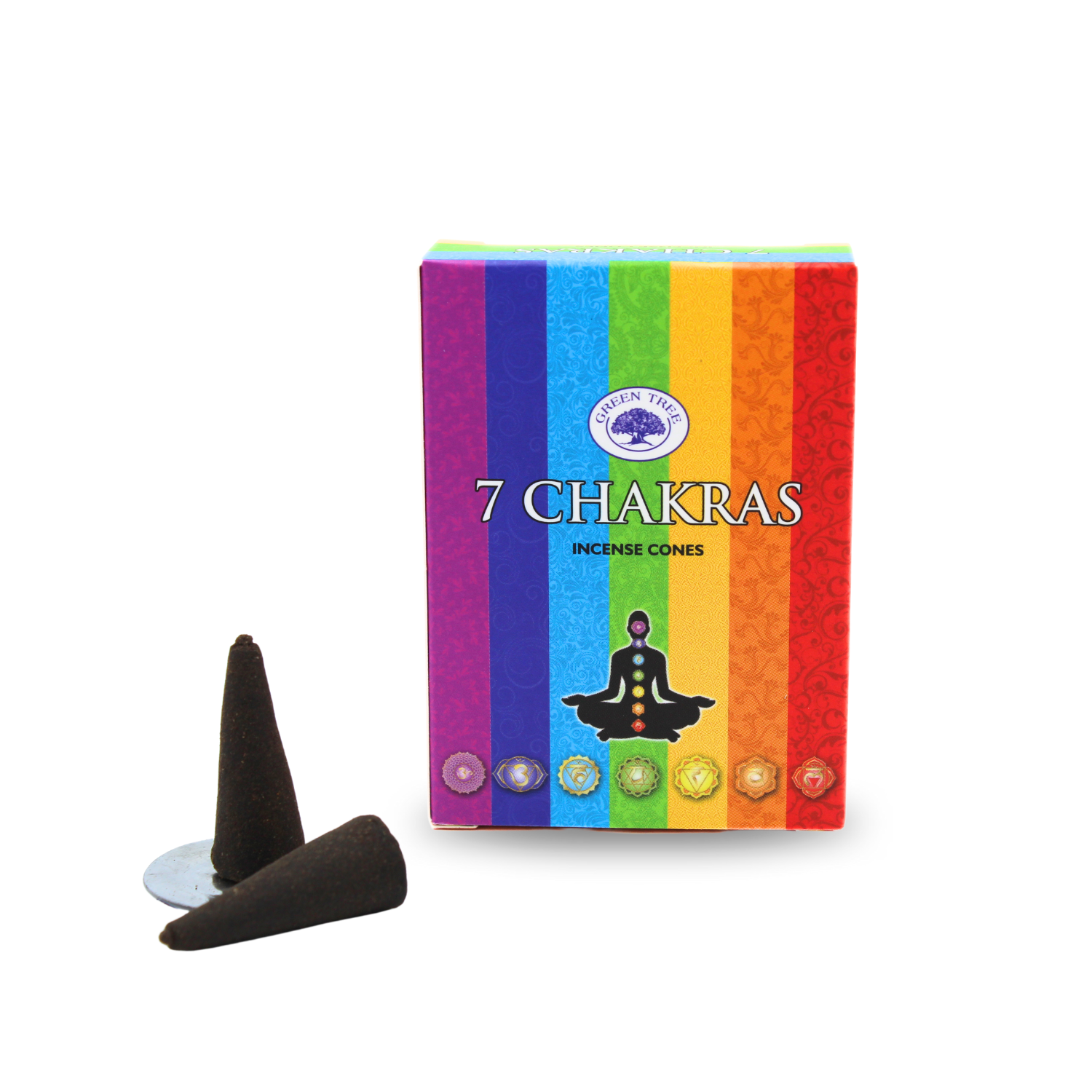 Green Tree – wholesale Rökelse – Green Tree 7 chakra-koner (10 stycken)2