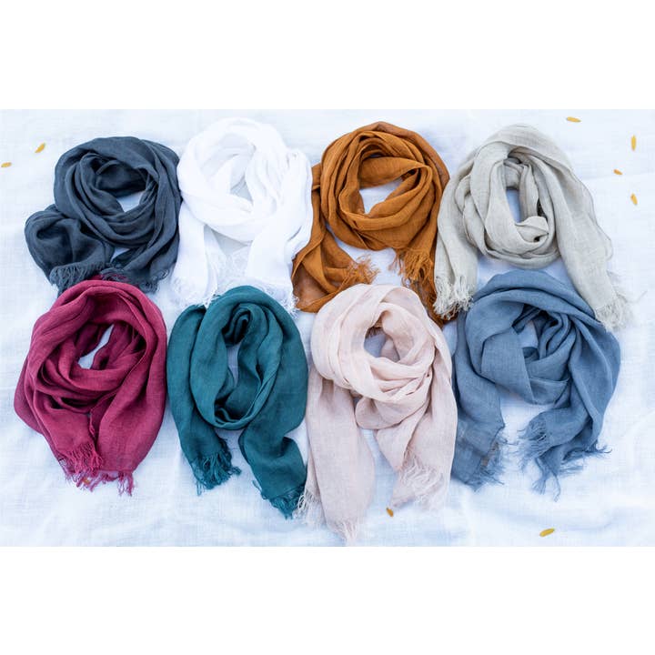 VIKOLINO – Großhandel Schal – Damen – Transparenter Leinen-Schal (Gaze)10