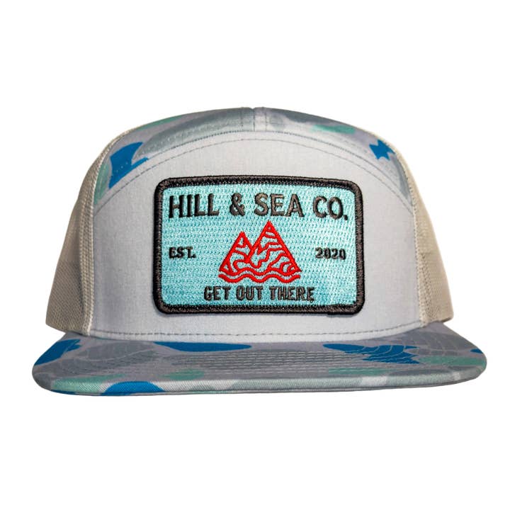 The Elevated Bay Camo Patch Hat for wholesale by Hill and Sea Co.