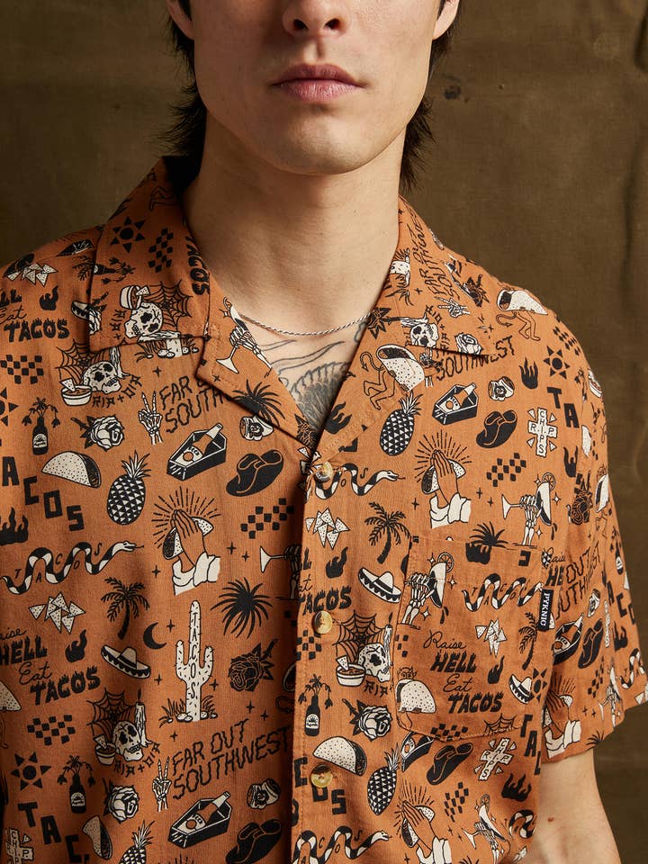 Pyknic - Wholesale Button Down Shirt - Unisex - Raise Hell Eat Tacos Men and Women Casual Button-Up Shirt
