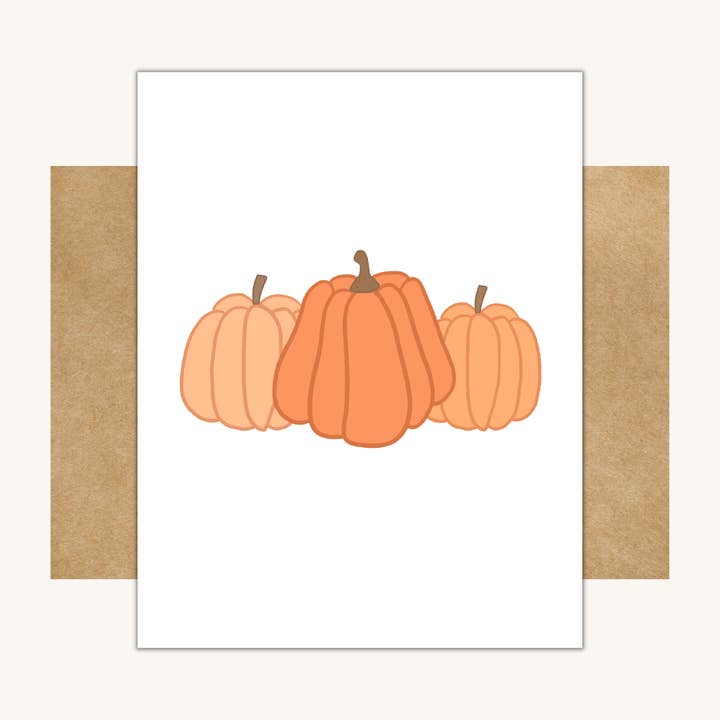 Carte à trois citrouilles -- Papeterie d'automne//Carte d'Halloween pour la vente par Kelly Scott Design Co