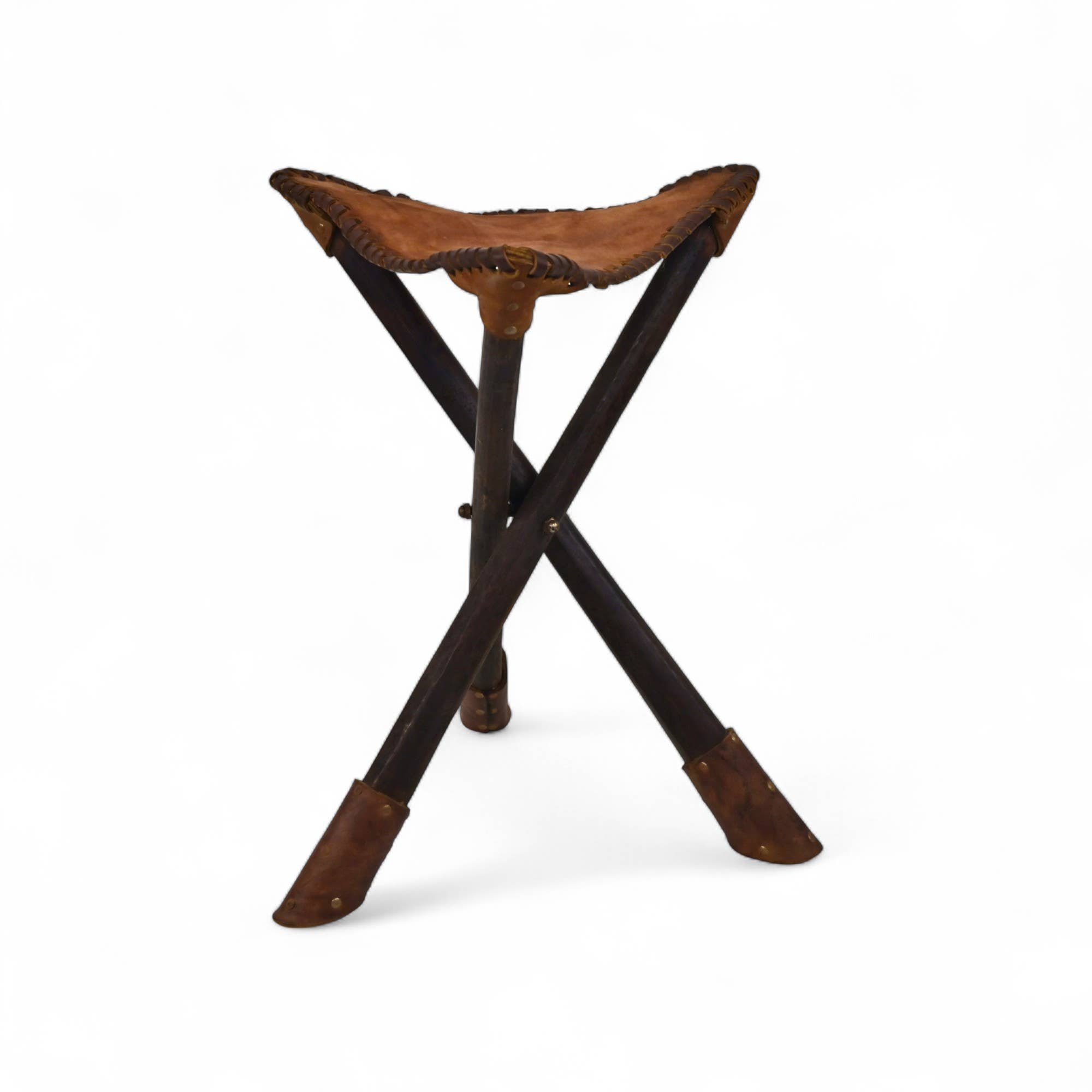 Cheungs Home Decor – Tamborete por atacado – Banco Dobrável de 3 Pernas em Madeira e Couro2