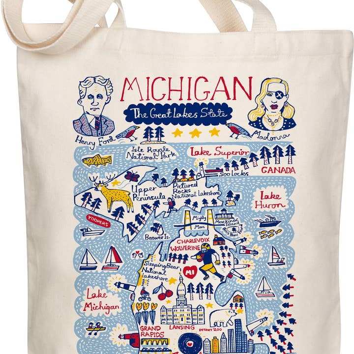 Michigan Boutique Map Art Tote for wholesale by Morado Designs