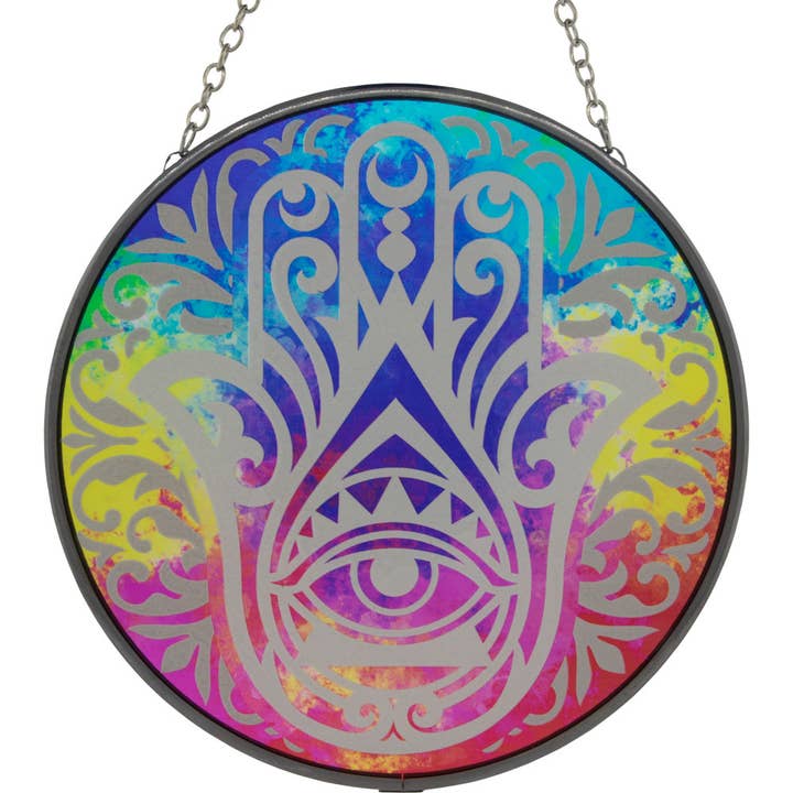 Glas Suncatcher 6in - Fatima Hand (varje) för wholesale av Kheops International