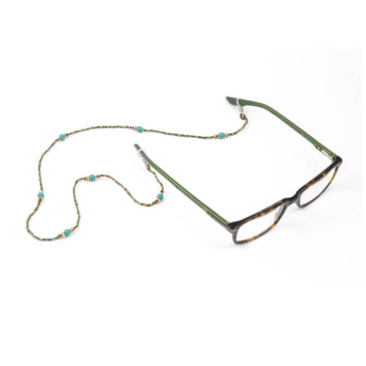 Upavim Crafts - Wholesale Eyewear Cases & Holders - Women's - Turquoise and Bronze Beaded Eyeglass Holder1