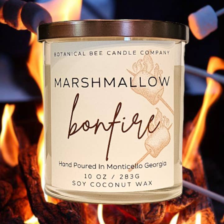 Marshmallow Bonfire for wholesale by Botanical Bee Candle Company LLC