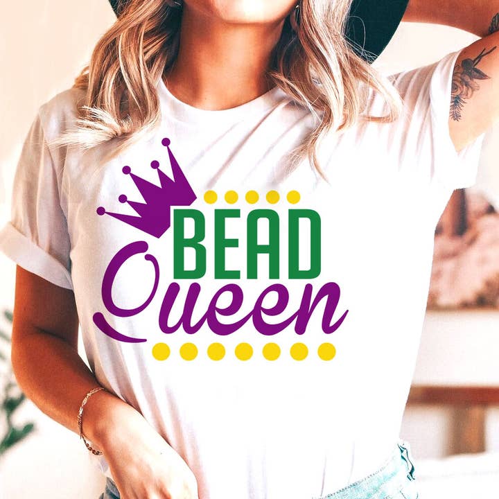 Bead Queen - Mardi Gras Fun Party Cute NOLA T-Shirt for wholesale by House Of Rodan