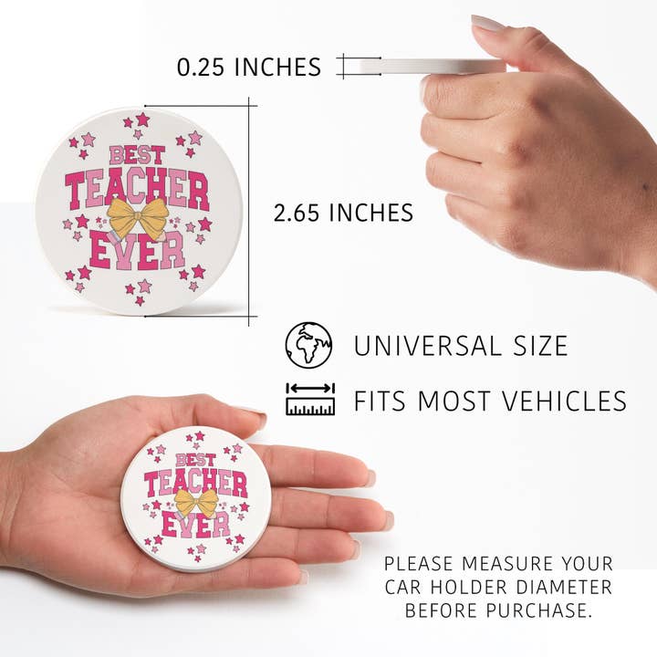 Clairmont & Co - Wholesale Car Coaster - Women's - Car Coasters for Teachers, Best Teacher Ever, Teacher Gifts