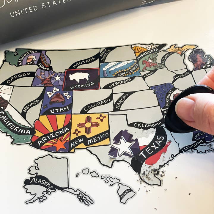 Suade - Wholesale Plattegrond - Vlag van de Amerikaanse staat kras uw reizen mini-kaart
