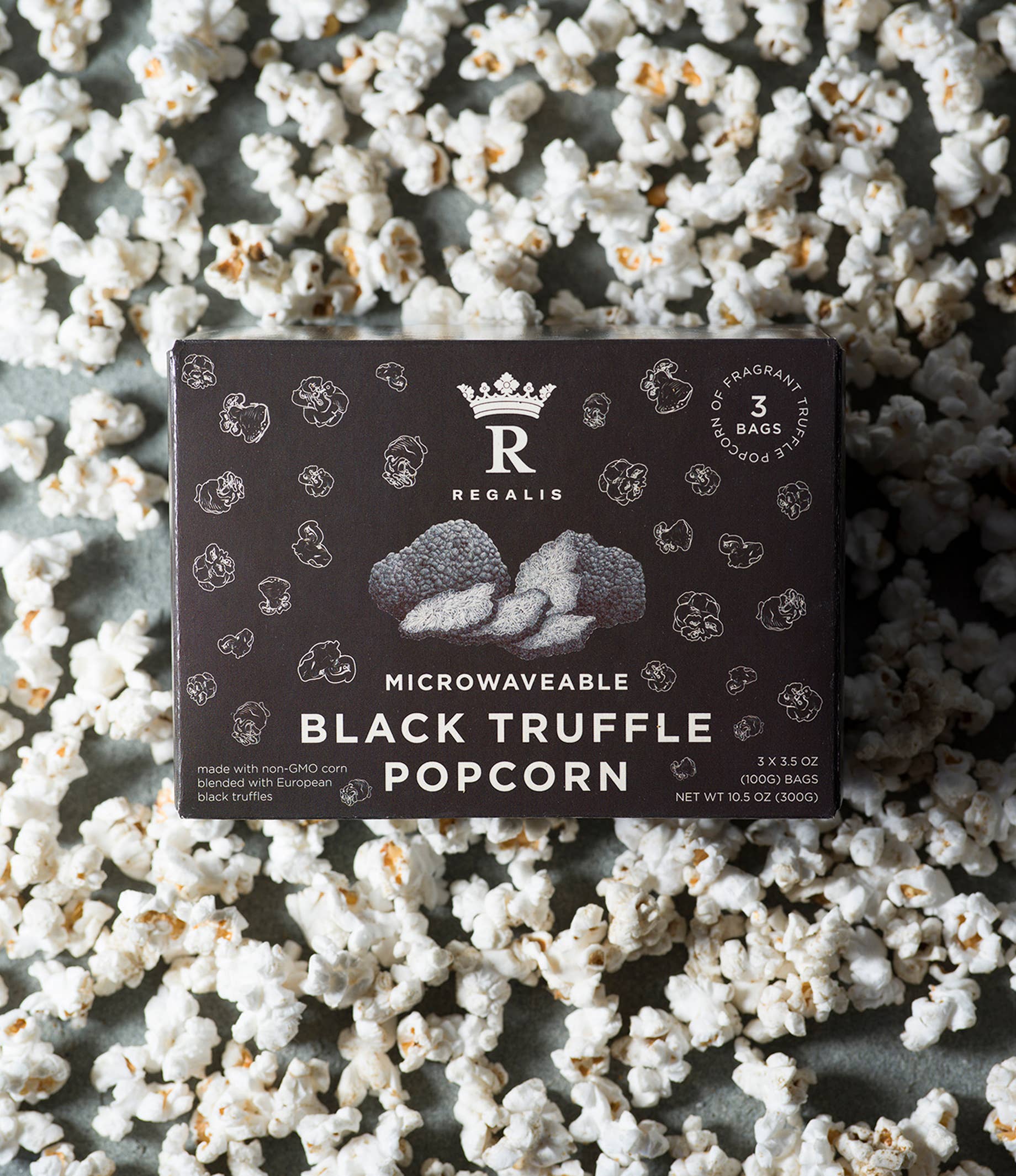 Regalis Foods - Wholesale Popcorn - Microwave Black Truffle Popcorn Box, 3 bags