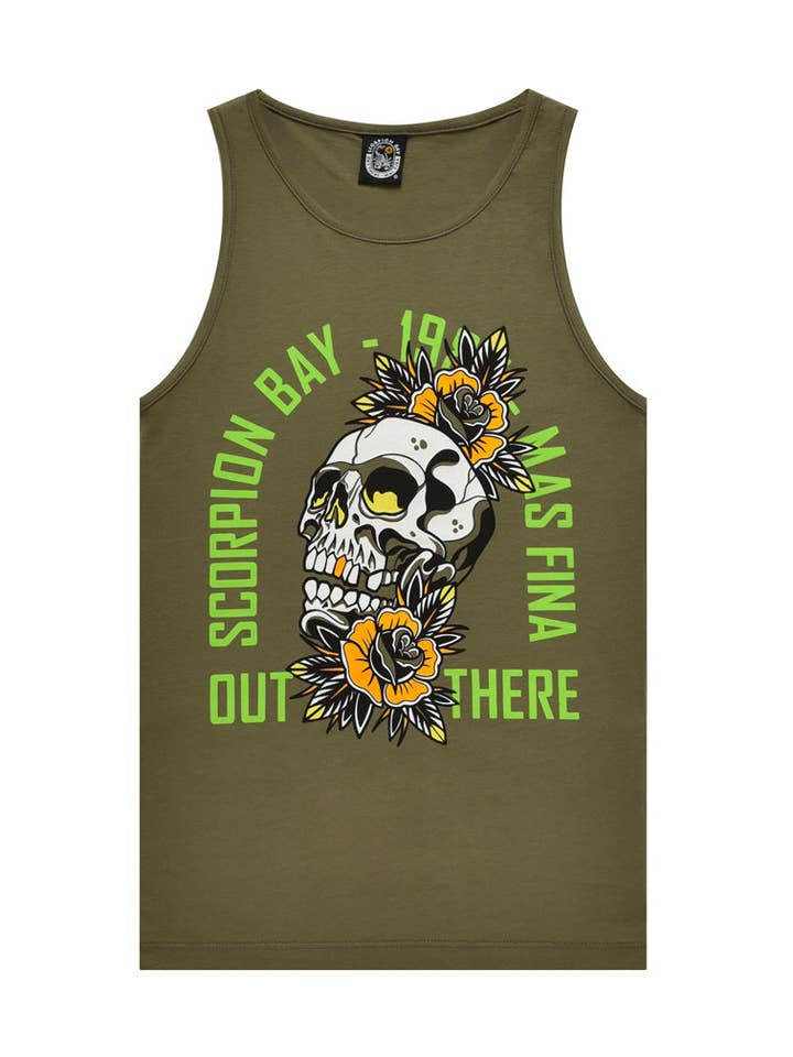 Niño | Camiseta Verde con Estampado "Floreal Skull" para venta al por mayor de Scorpion Bay