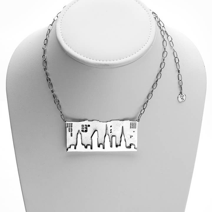 NYC Skyline The City That Never Sleeps Sterling Silver Necklace for wholesale by Cynthia Gale New York