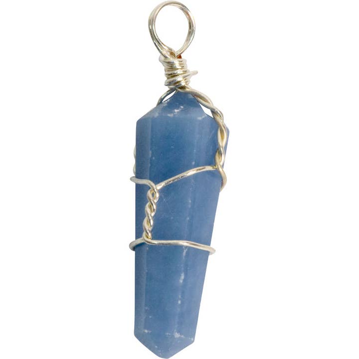 Wire Wrapped Point Pendants - Angelite (Pack of 5) for wholesale by Kheops International