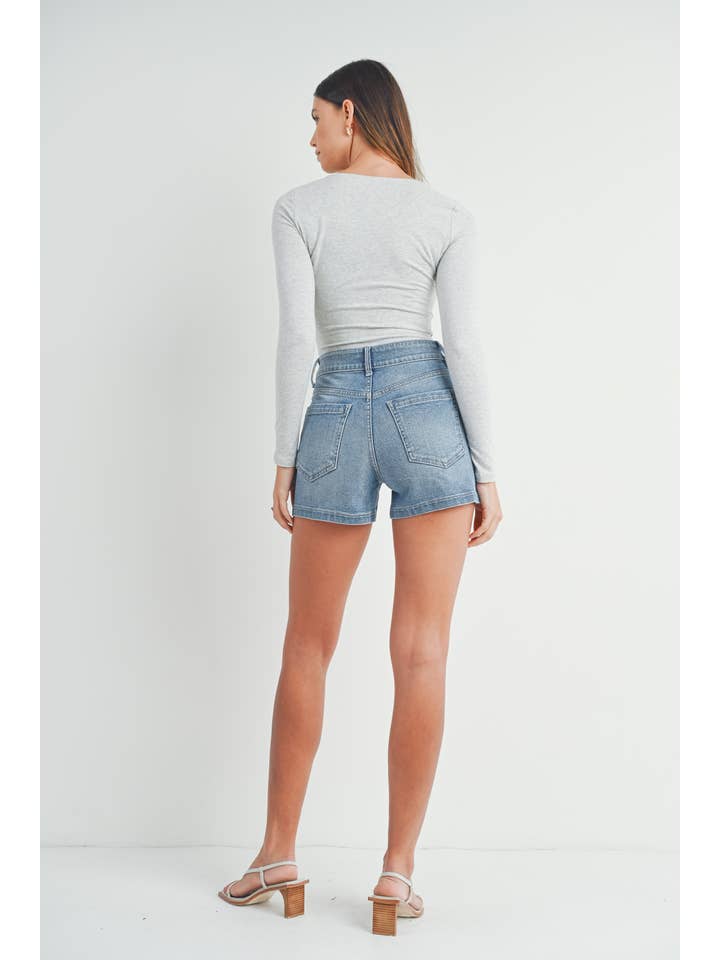 JUST BLACK DENIM - Wholesale Shorts - Women's - BH404J - LT - High Rise Utility Cargo Short