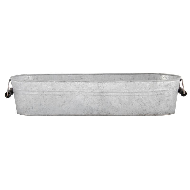 Esschert Design USA - Wholesale Decorative Tray - Old Zinc Long Oval Tray w/Handles, 8.05 L0