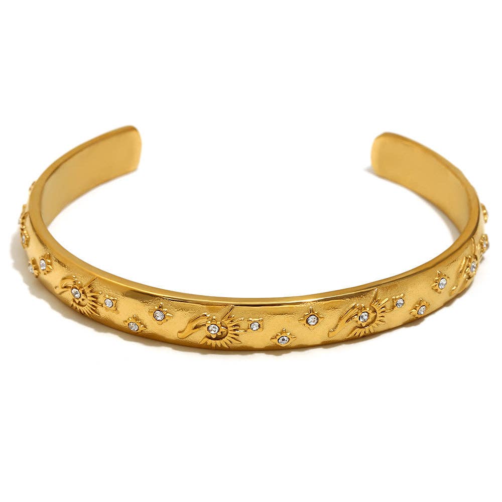 Mio Queena - Vendita all'ingrosso Bracciale a polsino - Bracciale rigido stile tarocchi in acciaio inox placcato oro 18K - FGS/MS5