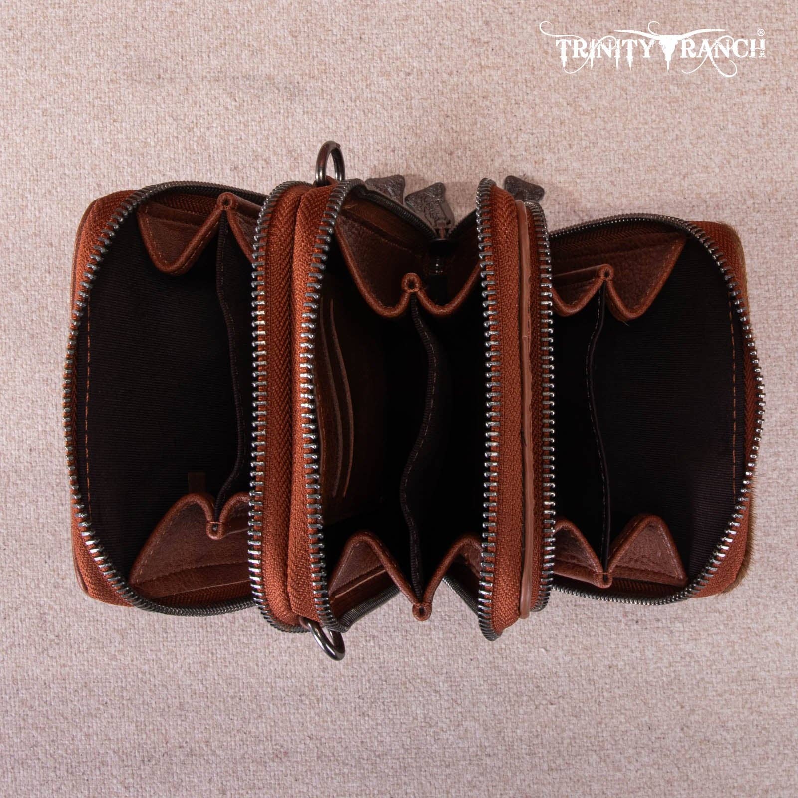 REMOVED BRAND - Wholesale Crossbody Bag - Women's - TR159 -183  Trinity Ranch Genuine Hair-On Cowhide /Tooled  Collection Phone Purse with Coin Pouch25