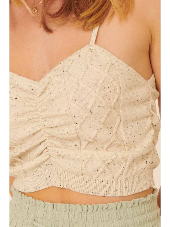 Promesa USA - Vente Caraco – femme - Chandail caraco court froncé en tricot torsadé