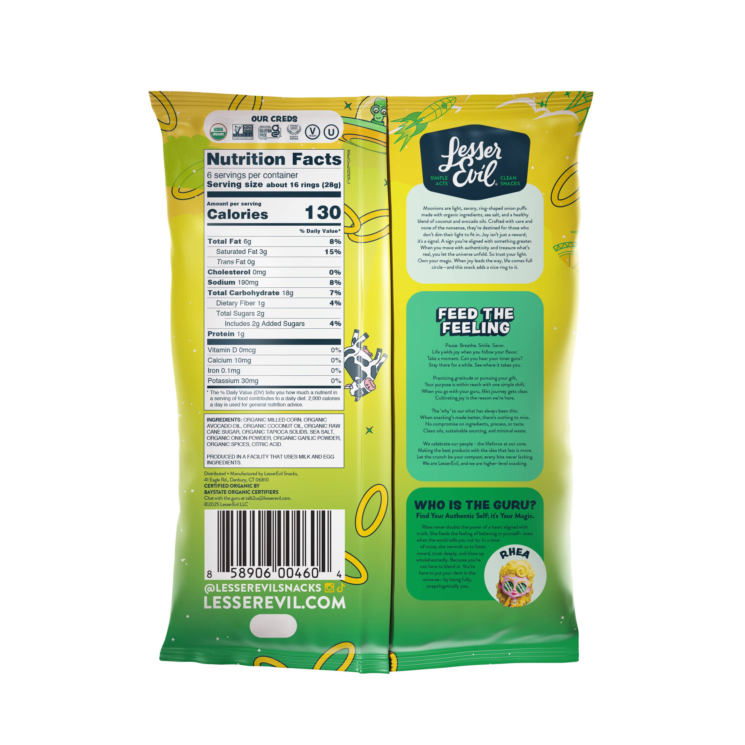 LesserEvil - Wholesale Puffed Snack - Moonions, Intergalactic Onion 6oz1