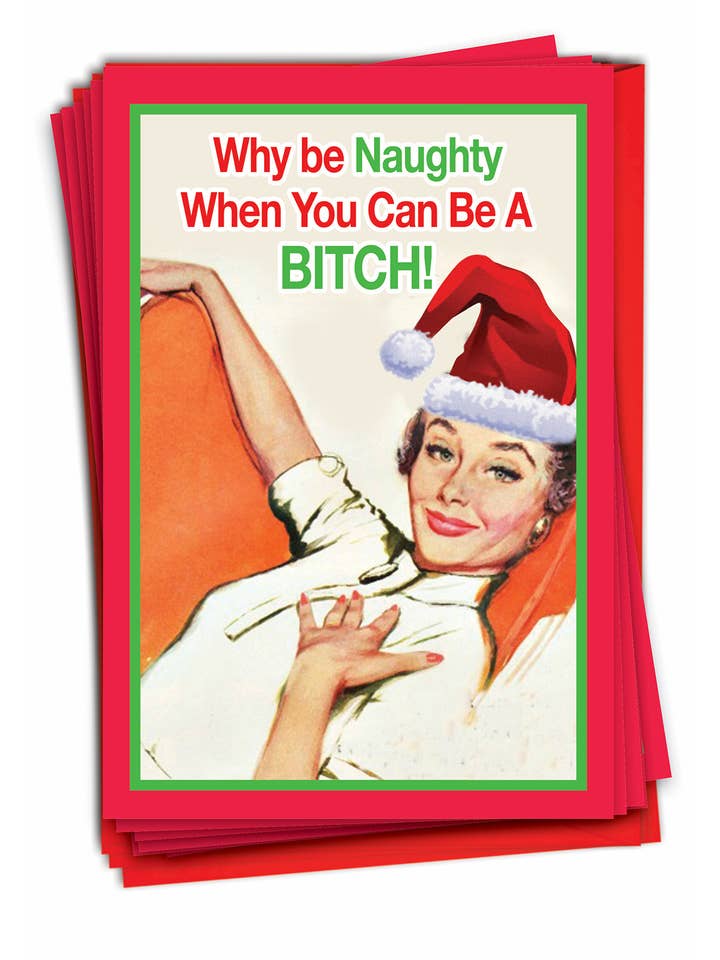 Doos met 12 kerstkaarten - Why Be Naughty voor wholesale door NobleWorks