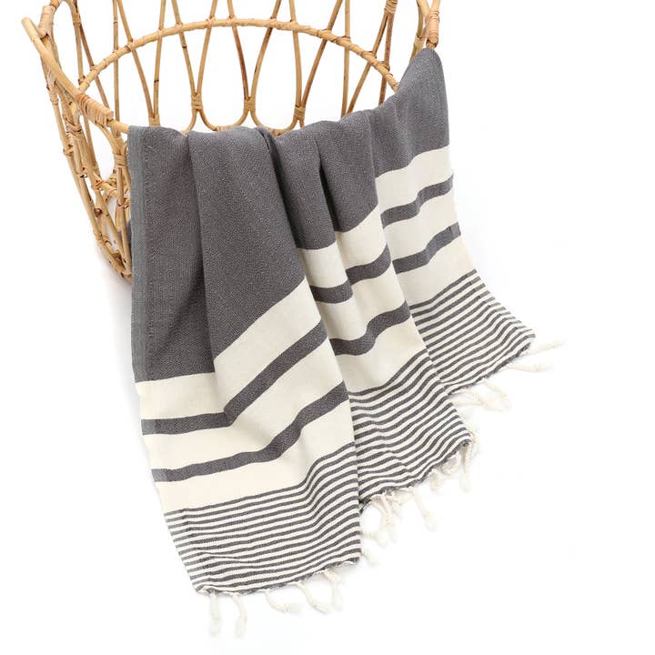 Dehna tyrkisk bomuldshåndklæde D. Grå 100x180 cm - 40"x70" for engroshandel hos PESHCE