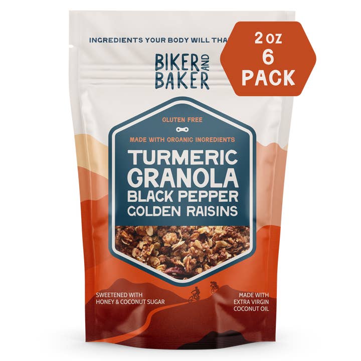 2oz 6 pack Turmeric Granola for wholesale by The Biker and Baker