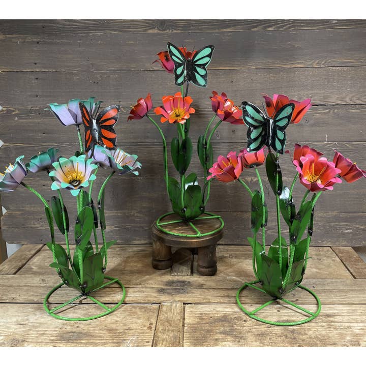 Passion Colorful Tall Garden Lilies-Metal-Buttertfly-16x23 for wholesale by My Amigos Imports