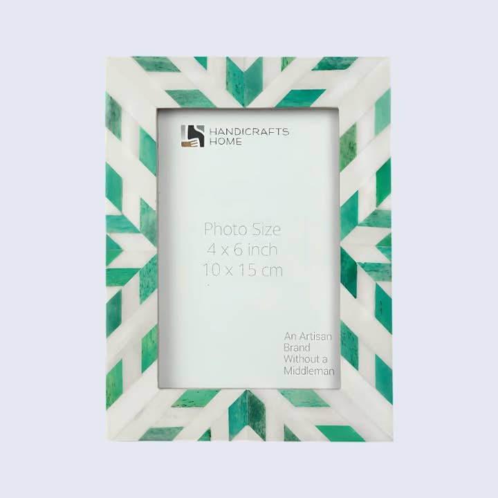 Hypno Nature Bone Inlay Green & White Picture Frame- 4x6, 5x7 and 8x10 for wholesale by Handicrafts Home