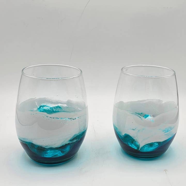 Ocean Wave Drinking Glasses for wholesale by A Stitch of the Sea
