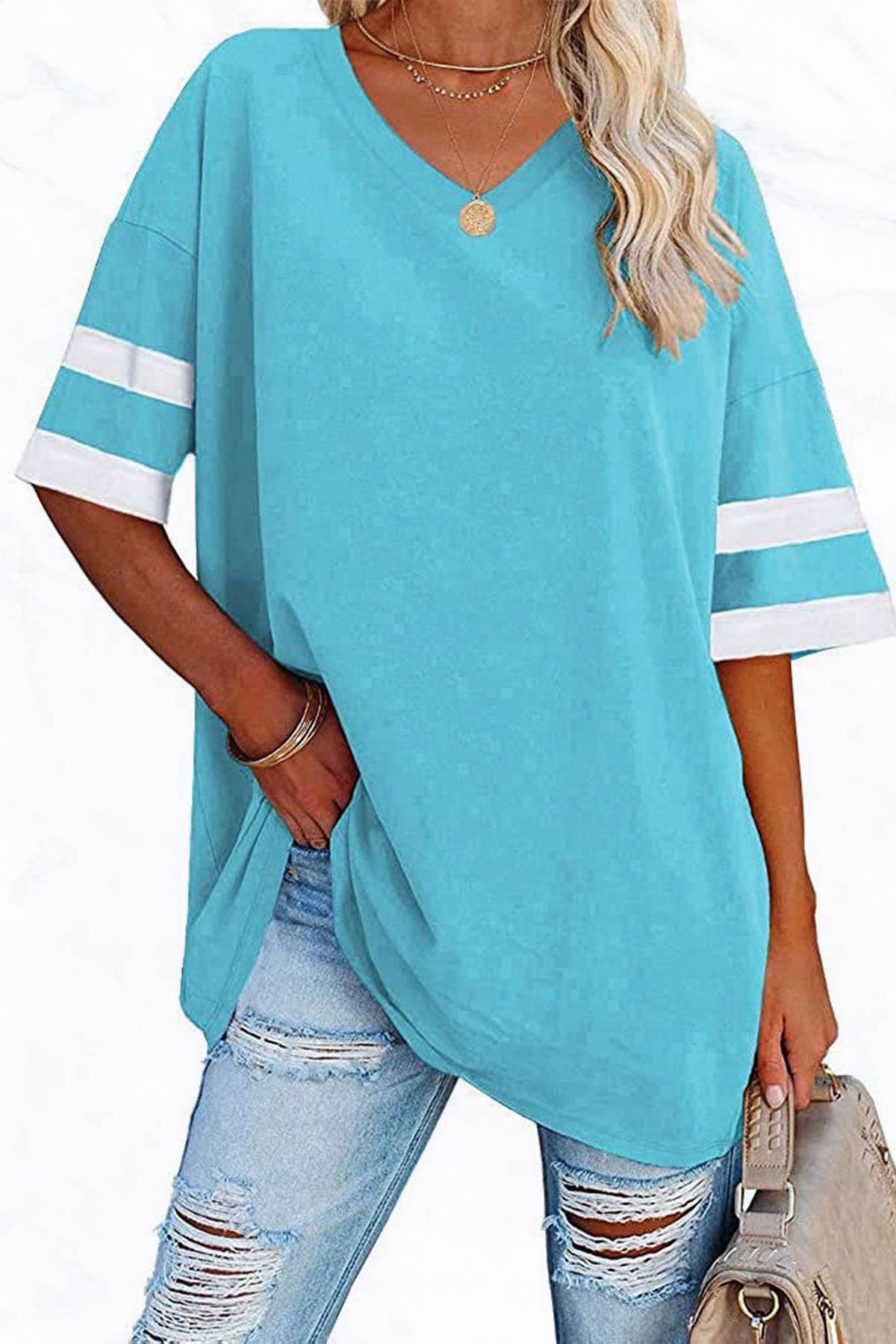 Suzie Q USA - Vente Tunique – femme - Tunique en coton col V à manches mi-longues14