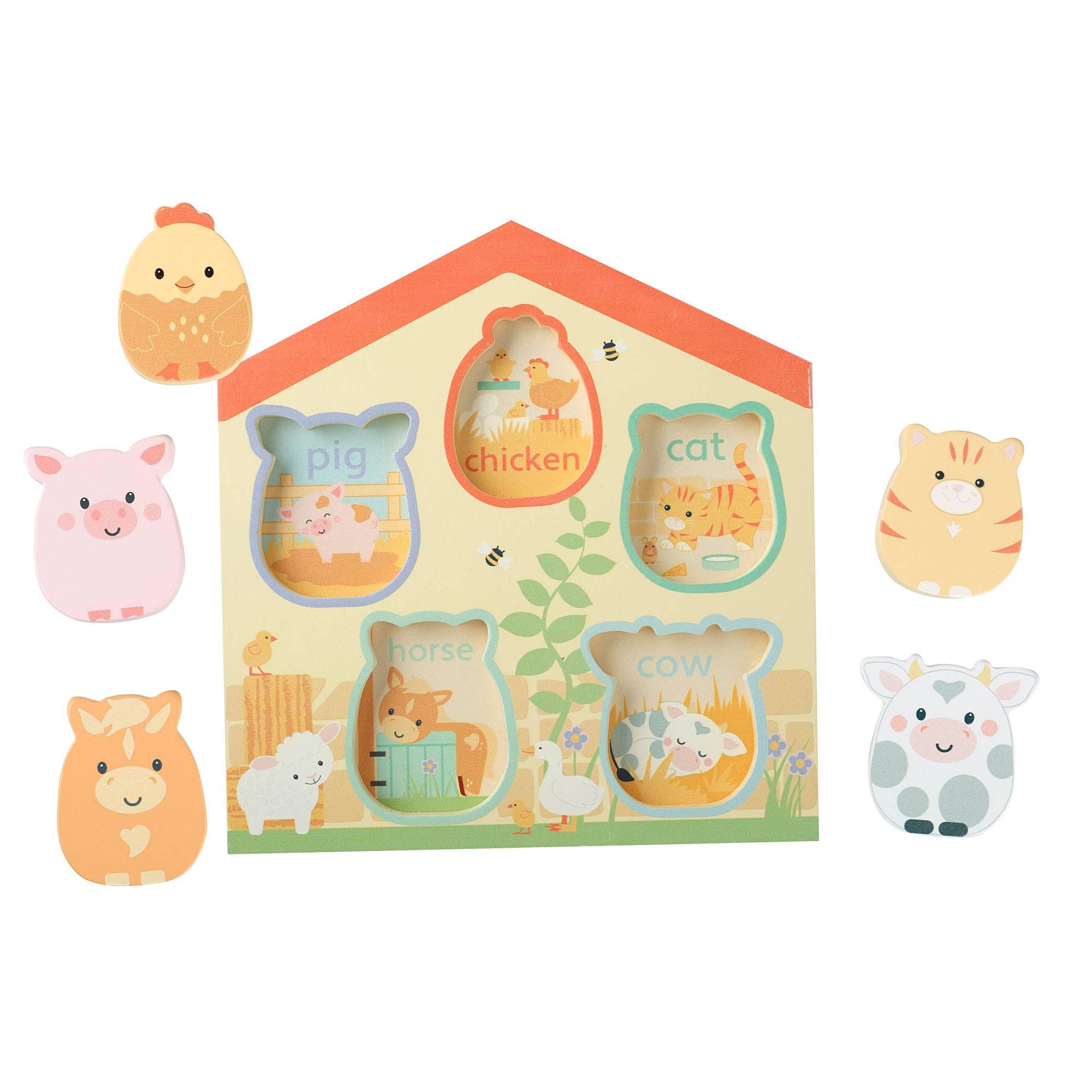 Orange Tree Toys - Vendita all'ingrosso Puzzle - Bambini - Puzzle in legno a forma di fienile con animali della fattoria1
