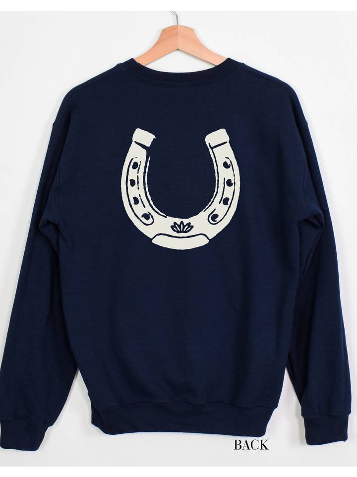 Ali Dee - Wholesale Graphic Sweatshirt - Women's - Heritage Horseshoe Western Sweatshirt - Navy3