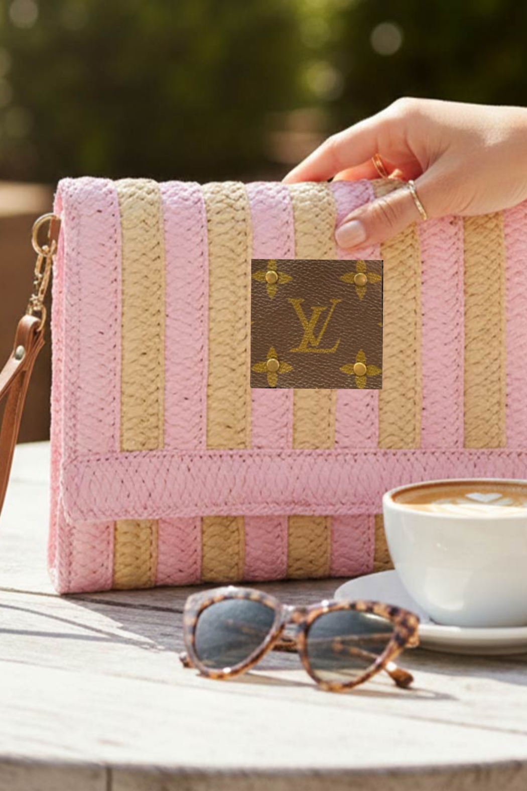 Embellish Your Life - Wholesale Clutch Bag - Women's - Upcycled Striped Straw Clutch Wristlet Crossbody4