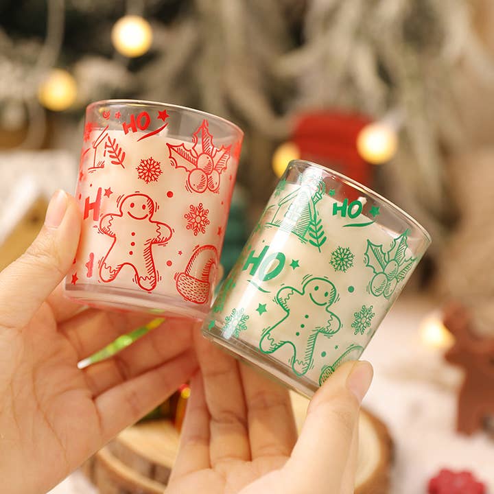 Candles Meta - Wholesale Jar/filled candle - Christmas Printed Glass Jar Plant Essential Scented Candle4