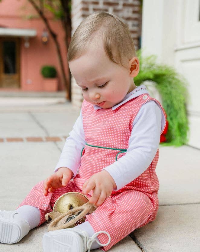 Marco and Lizzy - Wholesale Overalls - Kids - Christmas Boy's Longall  pima cotton red checks Set2