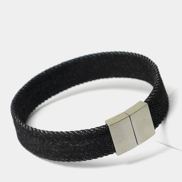 Bracciale da uomo Black Denim Single Raw in tessuto denim per la vendita all'ingrosso da parte di STARBEIT