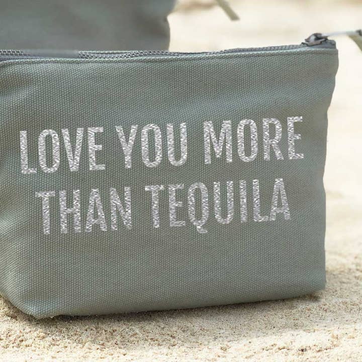 Quilted Koala - Wholesale Makeup/Cosmetic Bag - Olive Makeup Bag - Silver Love Tequila