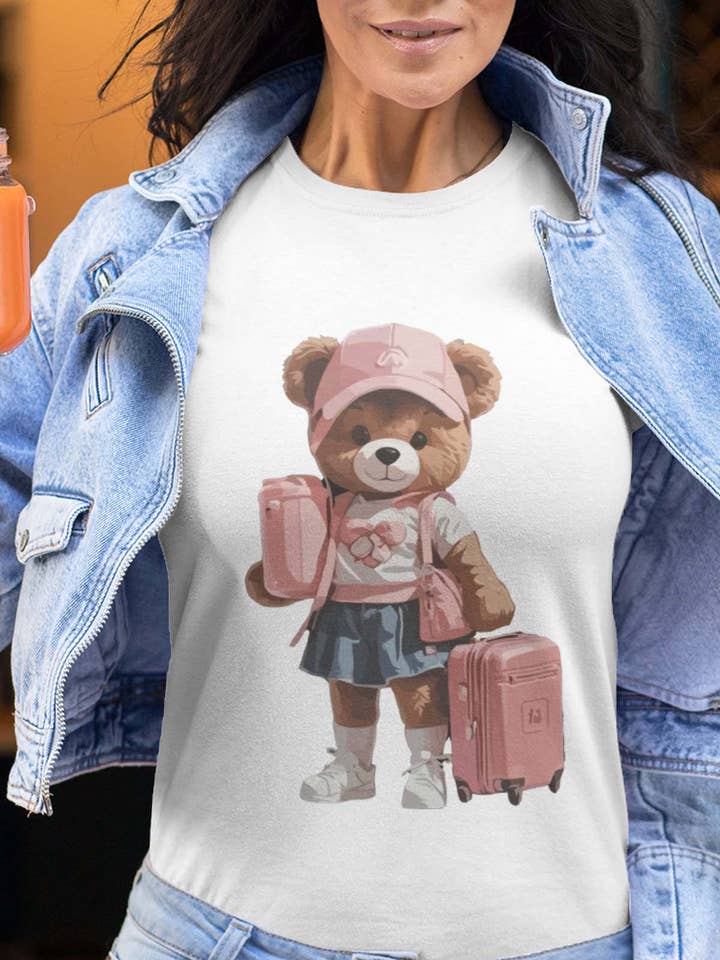 Dame T-shirt Rund Hals - Pige bamse for engroshandel hos IALD