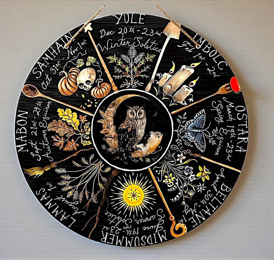 Funky Aura Boutique - Wholesale Sign - Wheel Of The Year Wooden Sign, Pagan Calendar2