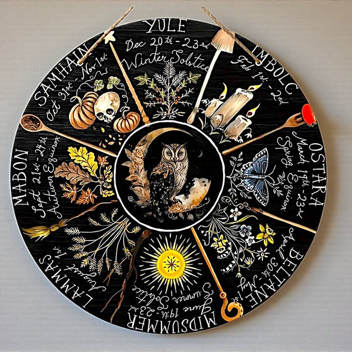 Funky Aura Boutique - Wholesale Sign - Wheel Of The Year Wooden Sign, Pagan Calendar2