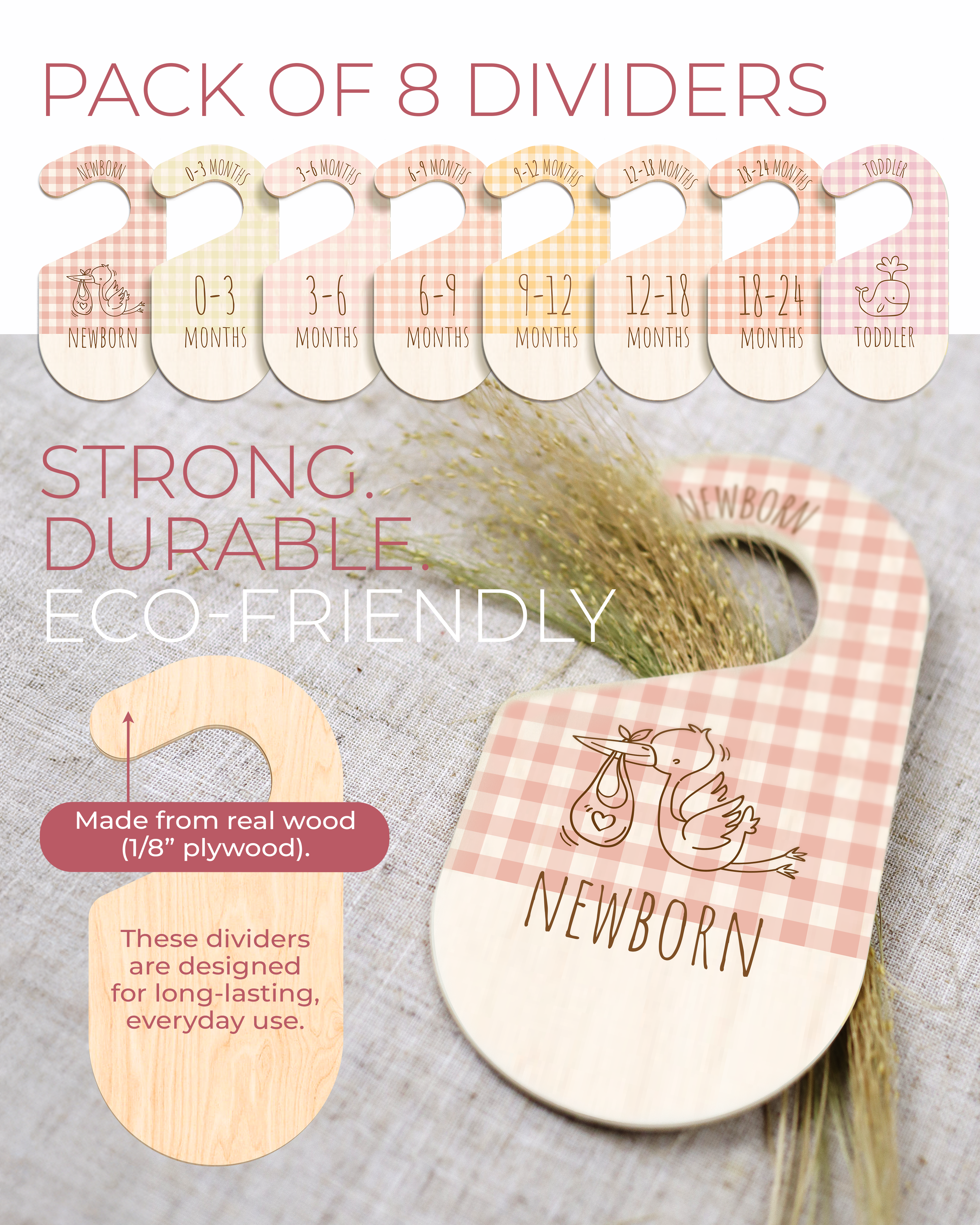 Leib Games - Wholesale Clothes hangers - Wooden Baby Closet Dividers, Baby Nursery Closet Organizers1