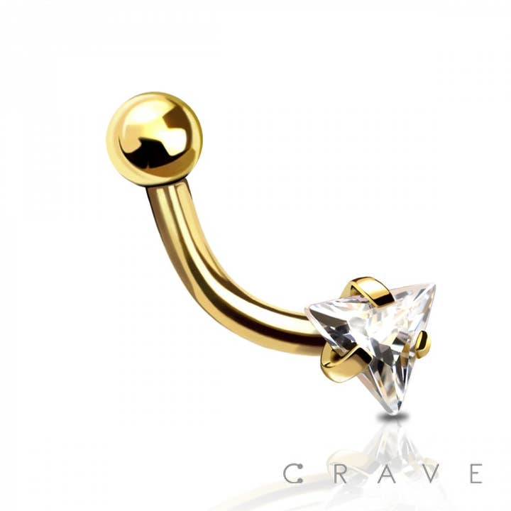 CRAVE BODY JEWELRY - Venta al por mayor Cadena para cara/cuerpo - 316L SS TRIÁNGULO CZ PUNTA CEJA ANILLO BARRA CURVA