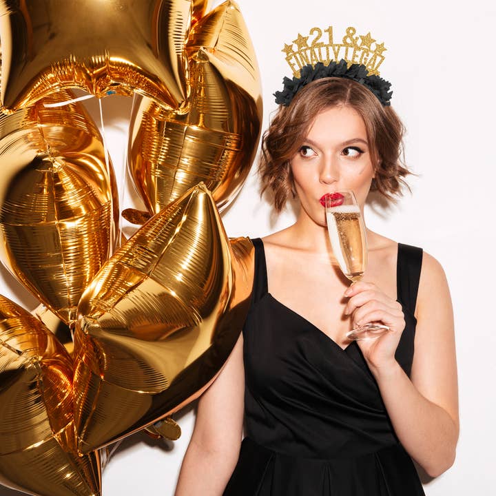 21 and Finally Legal 21st Birthday Party Headband Crown for wholesale by Festive Gal