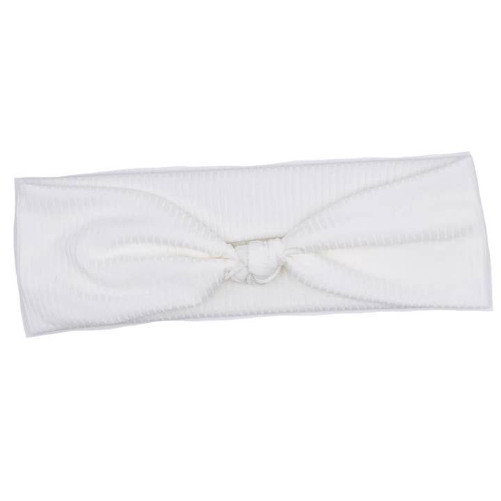 White Ribbed Top Knot Headband for wholesale by The Happy Headband Co