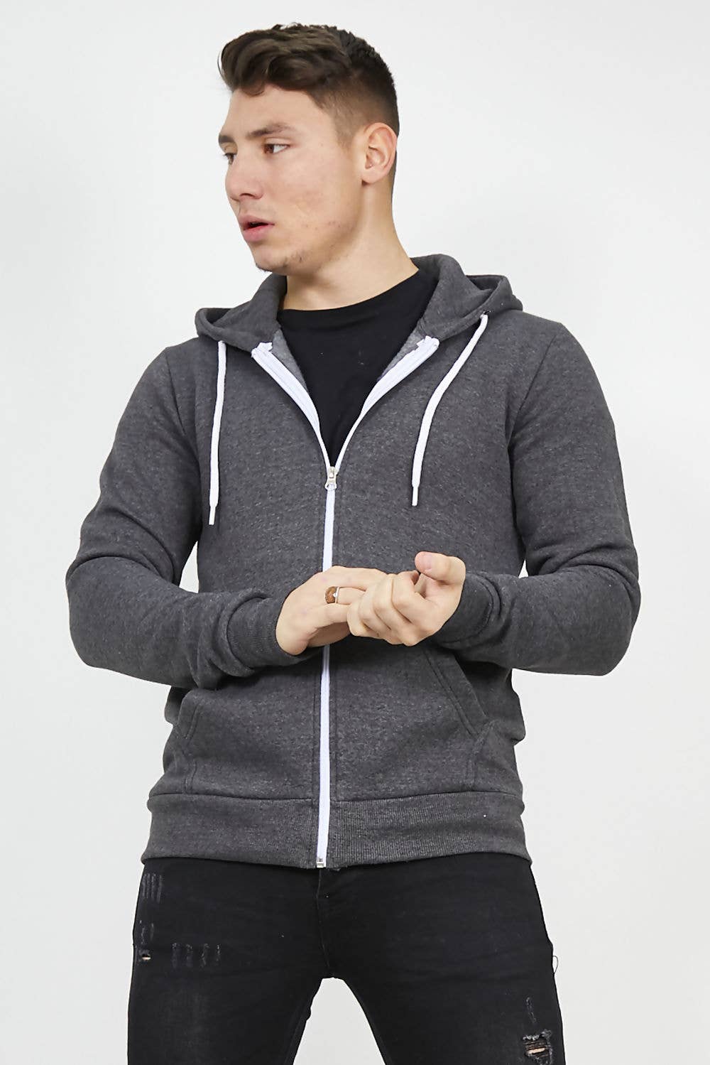 justyouroutfit – wholesale Hoodie – Men's – PLAIN AMERICAN FLEECE ZIP UP HOODY JACKET2