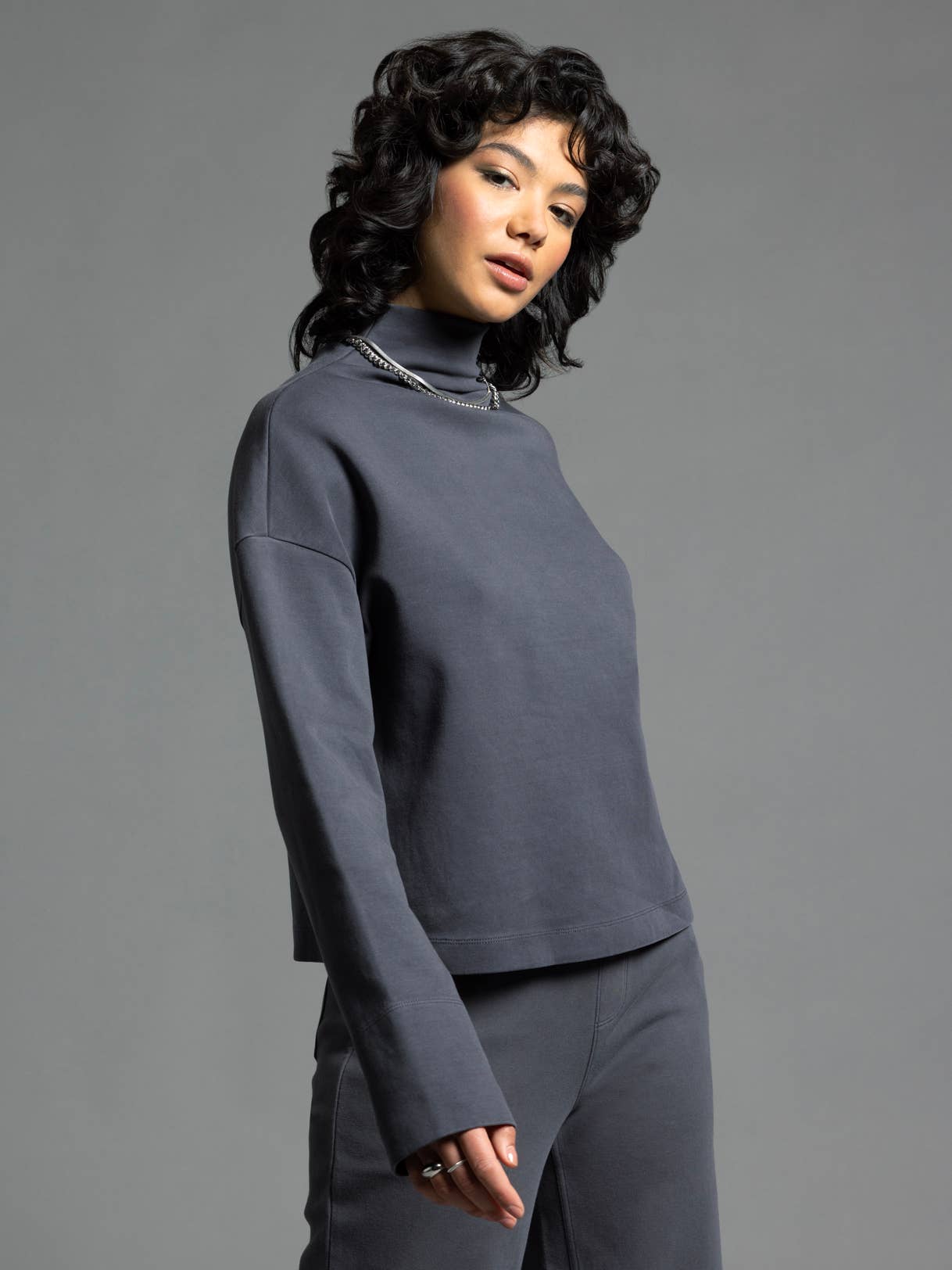 EBONY Long Sleeve Top - GENEVIEVE MOCK NECK TOP for wholesale on Faire1