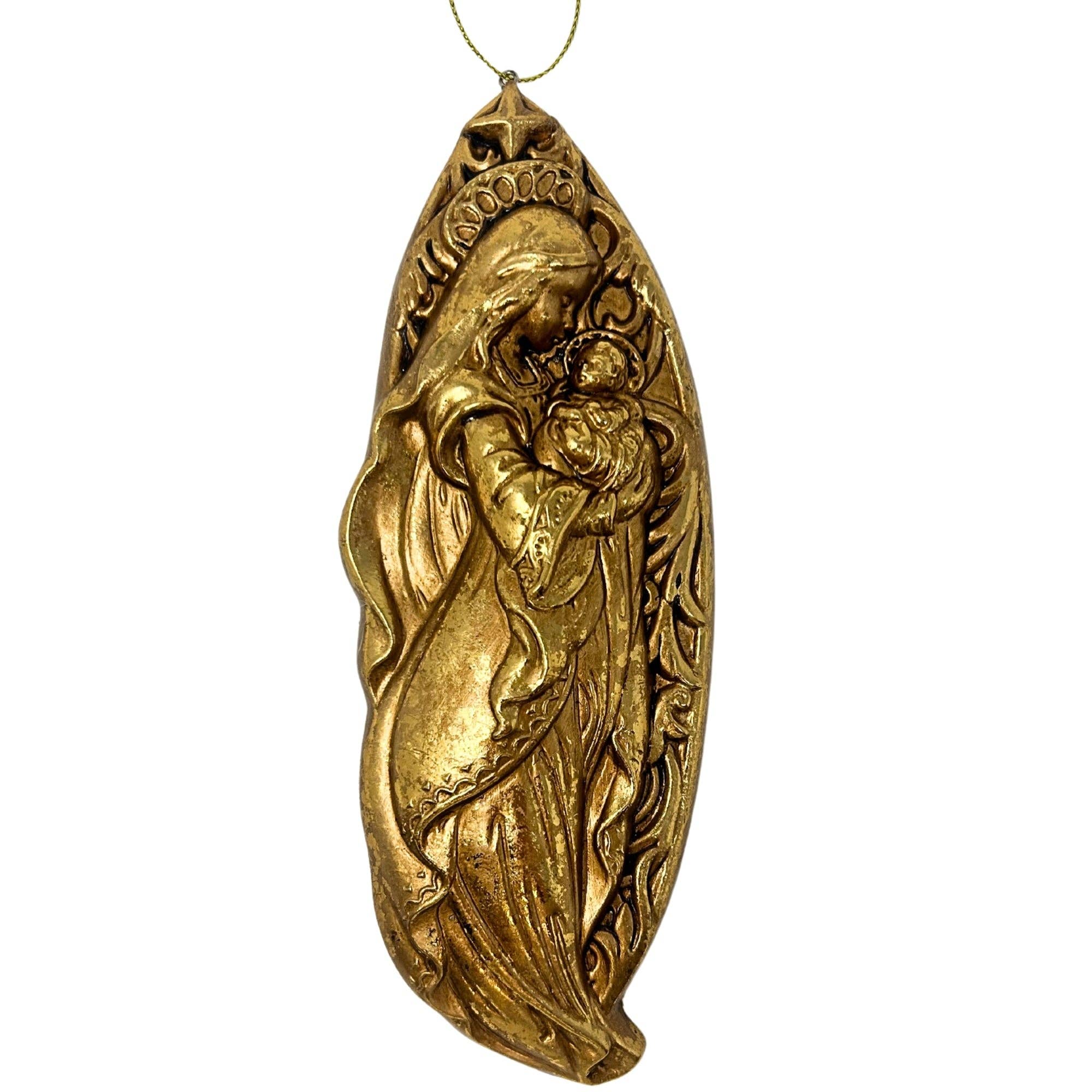 David Christopher's Collection - Wholesale Ornament - Mary w/ Jesus Ornament - Antique Gold 7.5"0