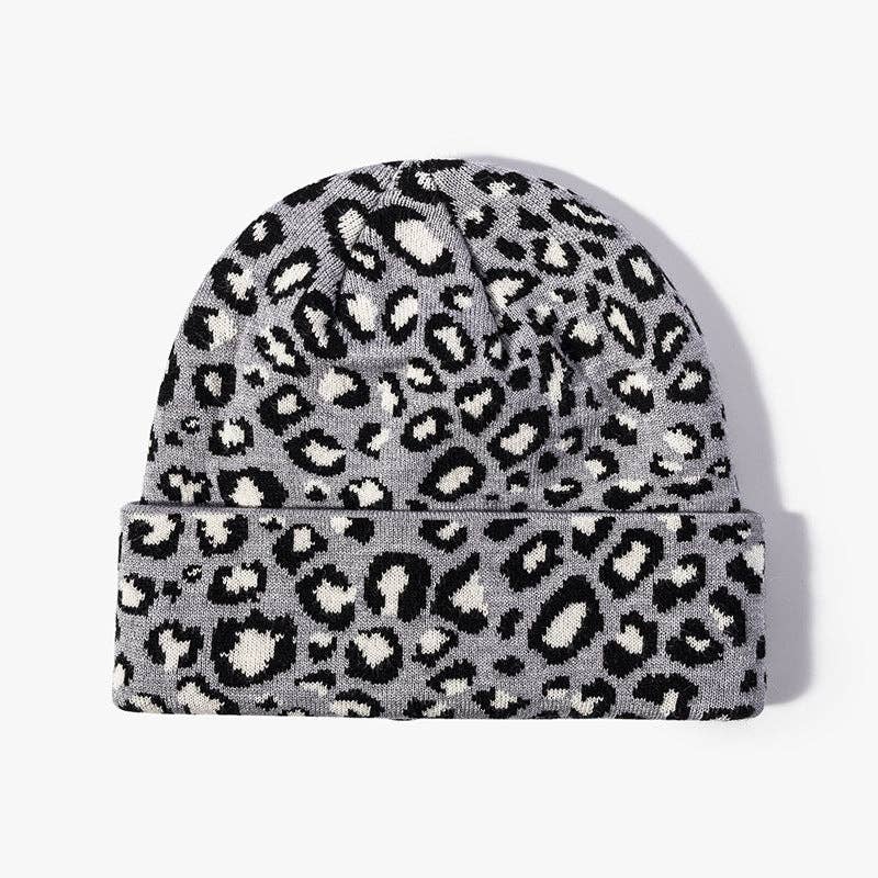 Dipped Shop – Engroshandel Beanie - Dame – Leopardprint Udendørs strikket hue DPKB02013
