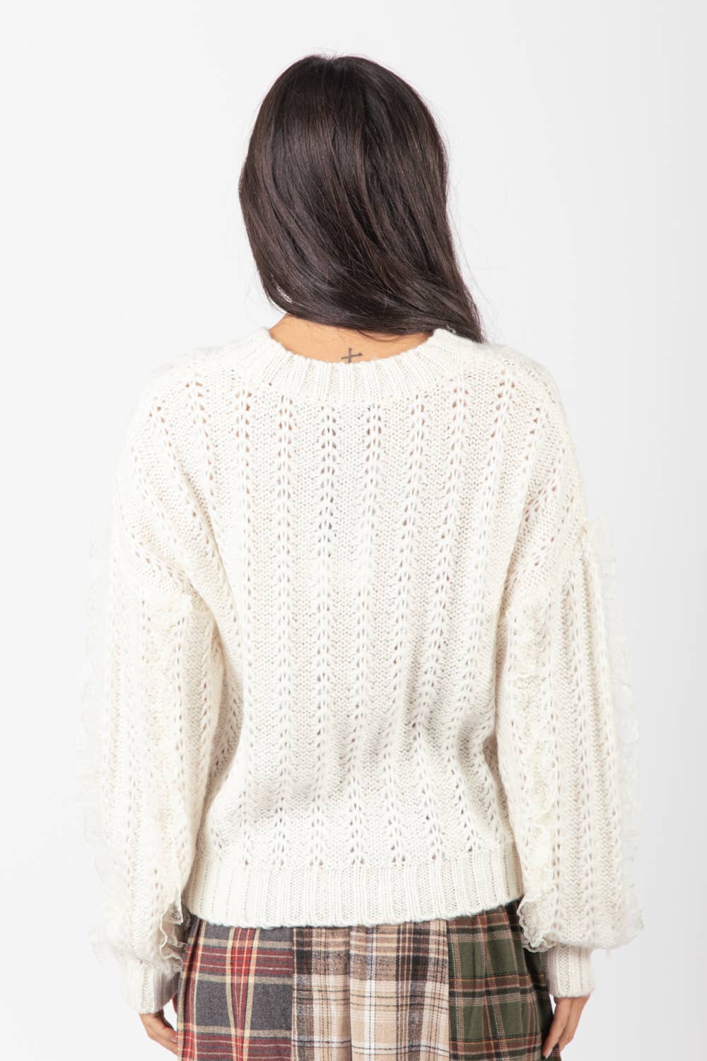 VERY J - Wholesale Knit Sweater - Women's - 12W2901V-Lace Trim Oversized Knit Sweater Top6