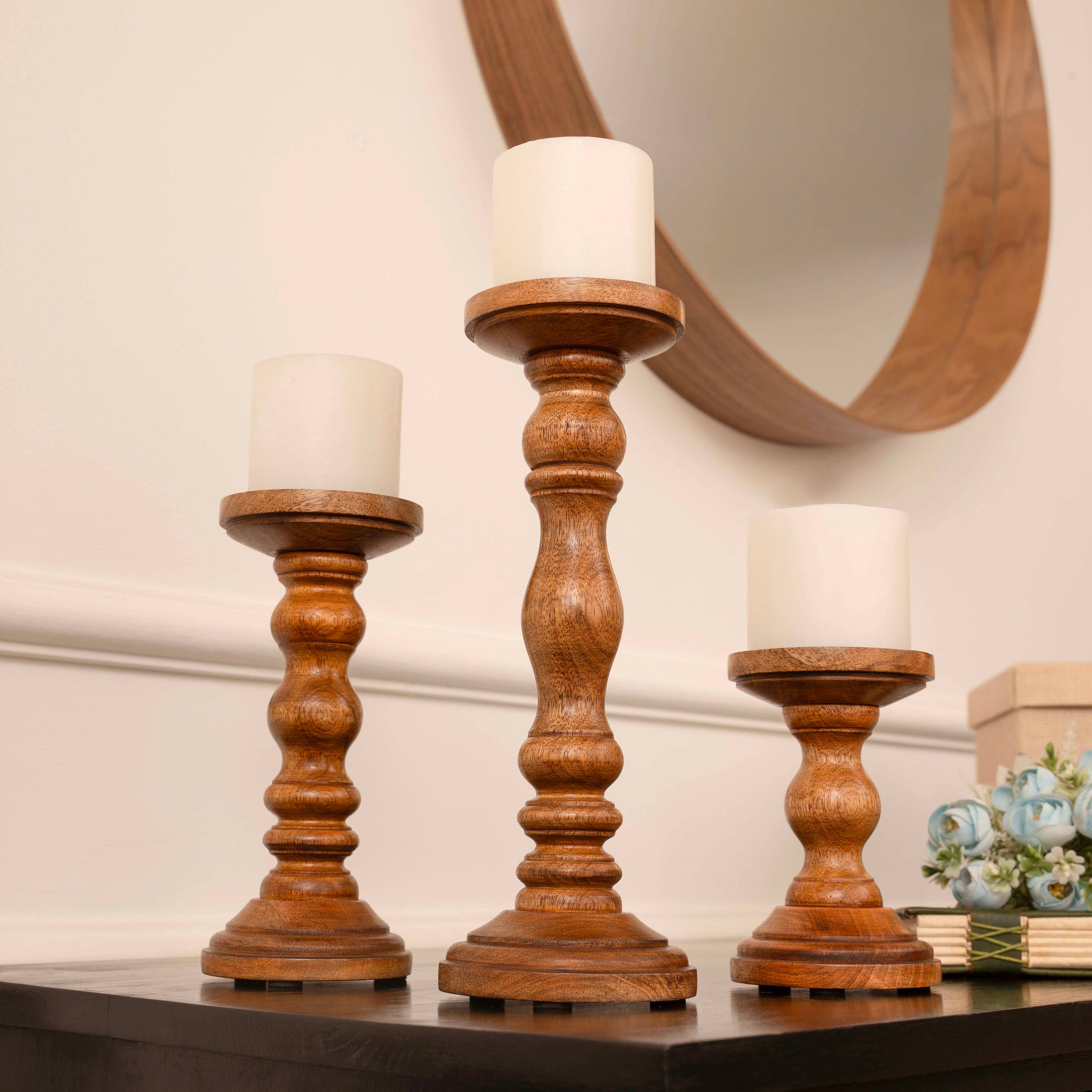 LuxeDesigns Co LLC - Wholesale Candle Holder - Wooden Candle Holders for Tall Pillar Candles Set of 36
